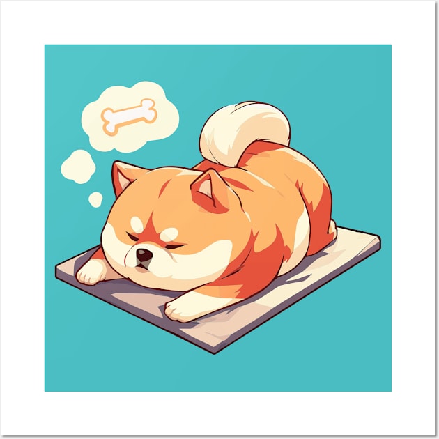 Cute shiba trying to do yoga Wall Art by etherElric